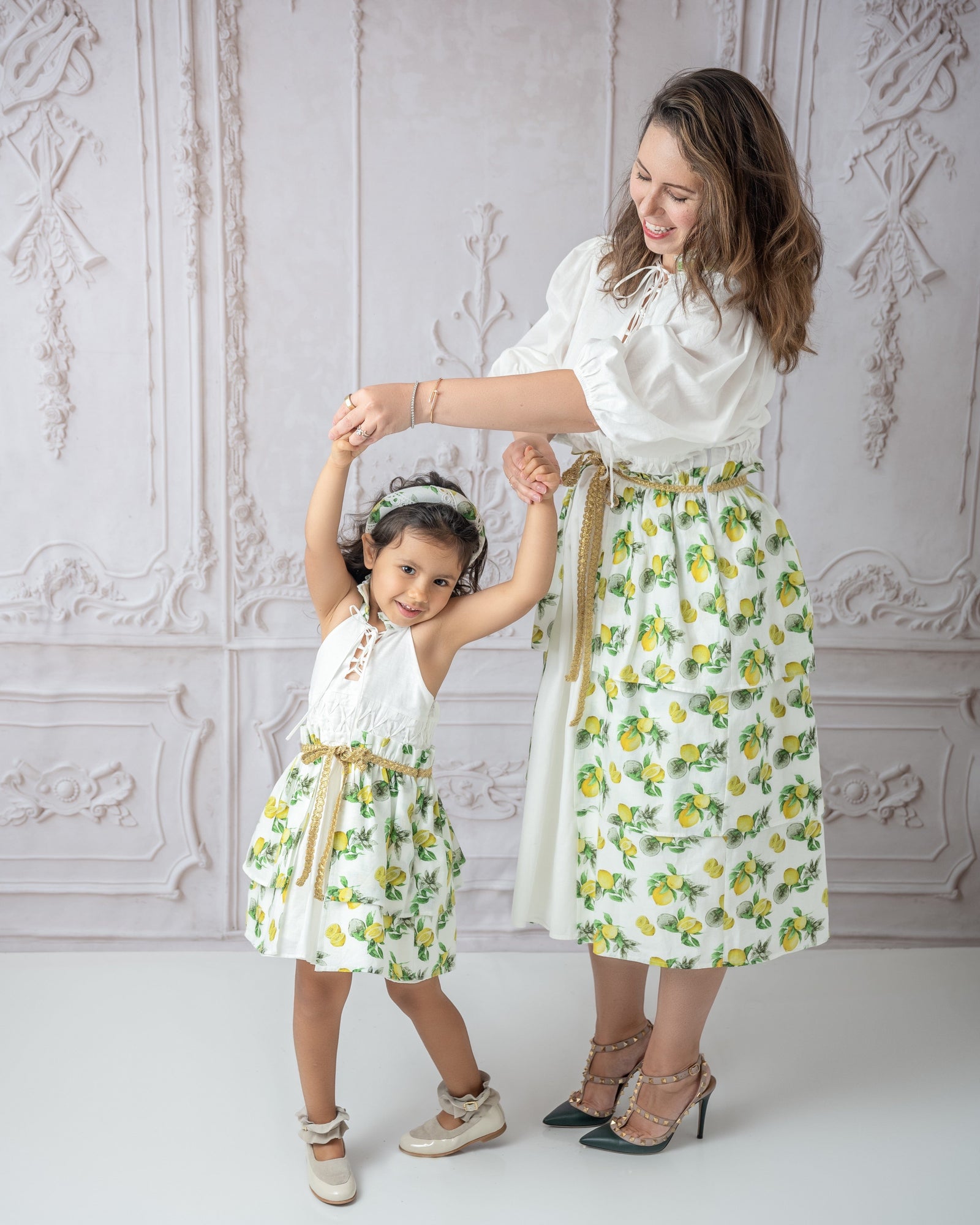 Womens | Amalfi Lemon Print Linen Mom Dress | Lemon