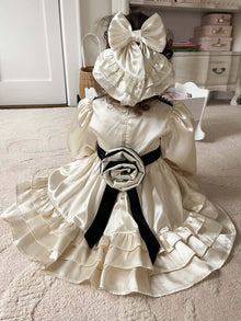 Evangeline Satin Ruffle Hair Bow - Petite Maison Kids