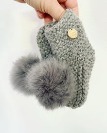 Grey Angora Pom Pom Booties With Grey Pom | Grey