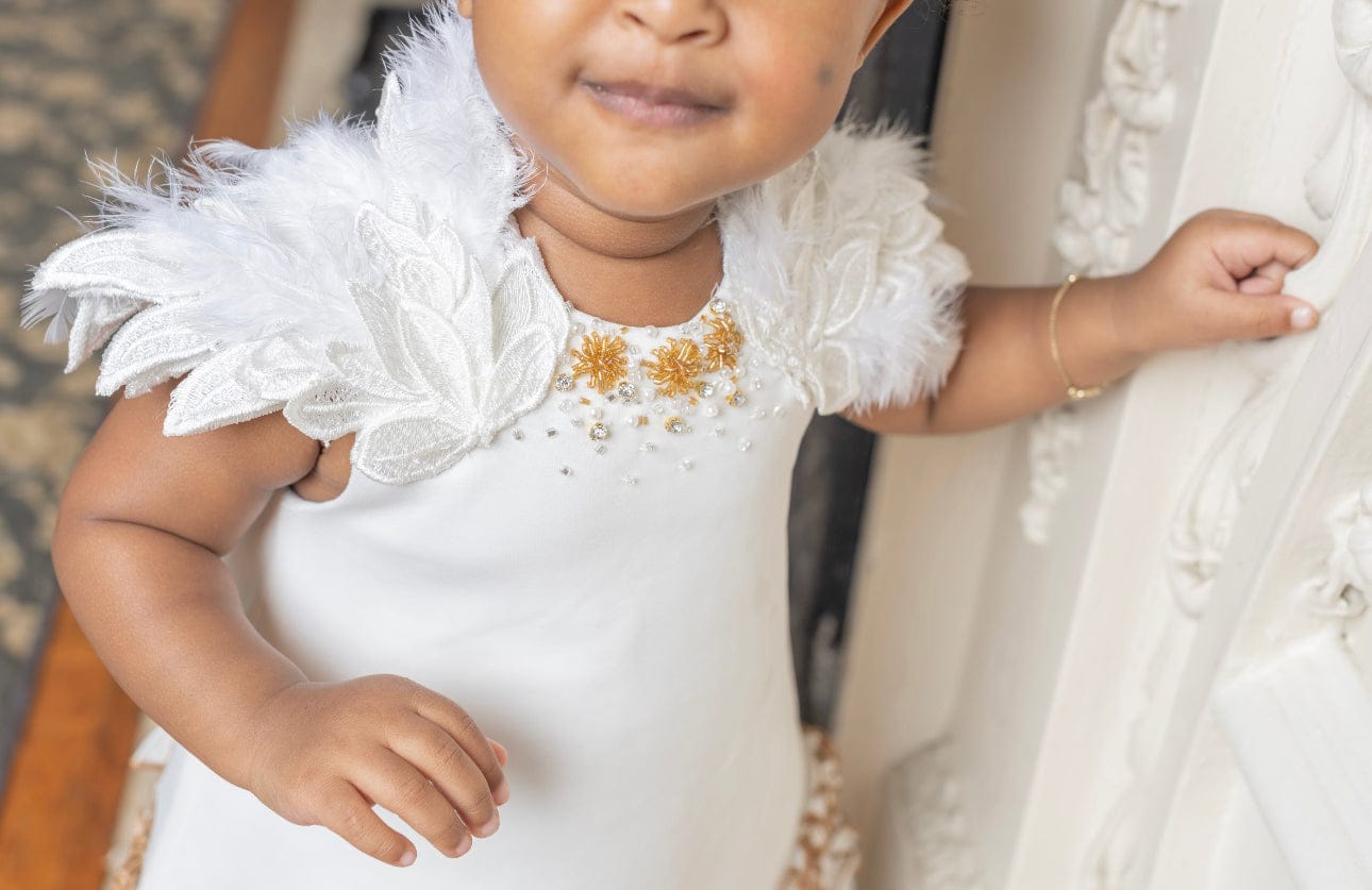 Angelina White Feather Wings Dress - Petite Maison Kids