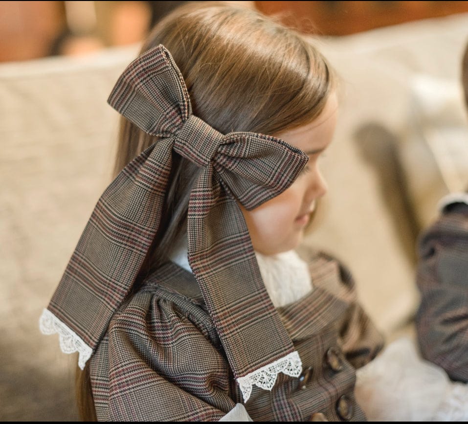 Girl | Blair Estate Tweed Hair Bow | Brown