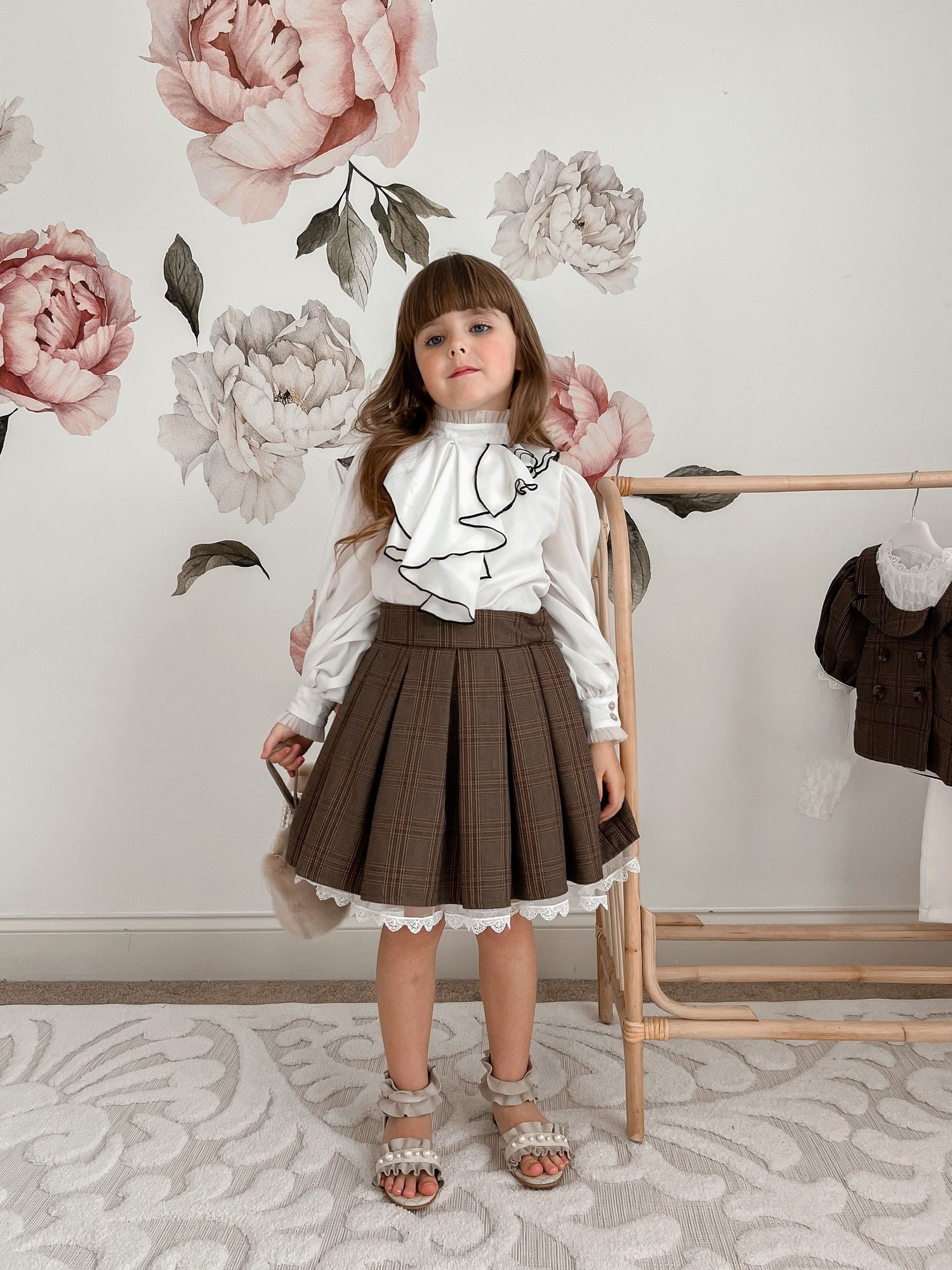 Girl | Gwen Blouse With Ruffle Trim | White x black