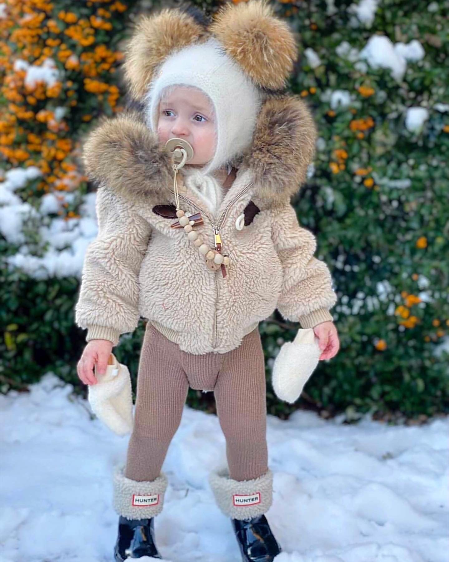 Shearling Camel Bomber Coat - Petite Maison Kids