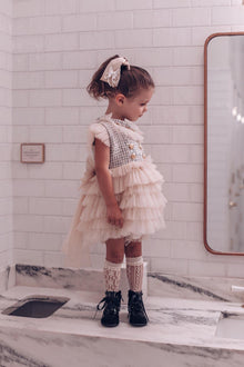 Girl | Anise Satin Embroidered Hair Bows | Champagne