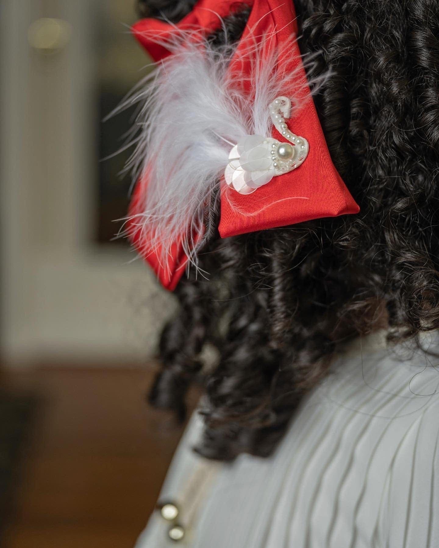 Anise Satin Embroidered Hair Bows - Petite Maison Kids