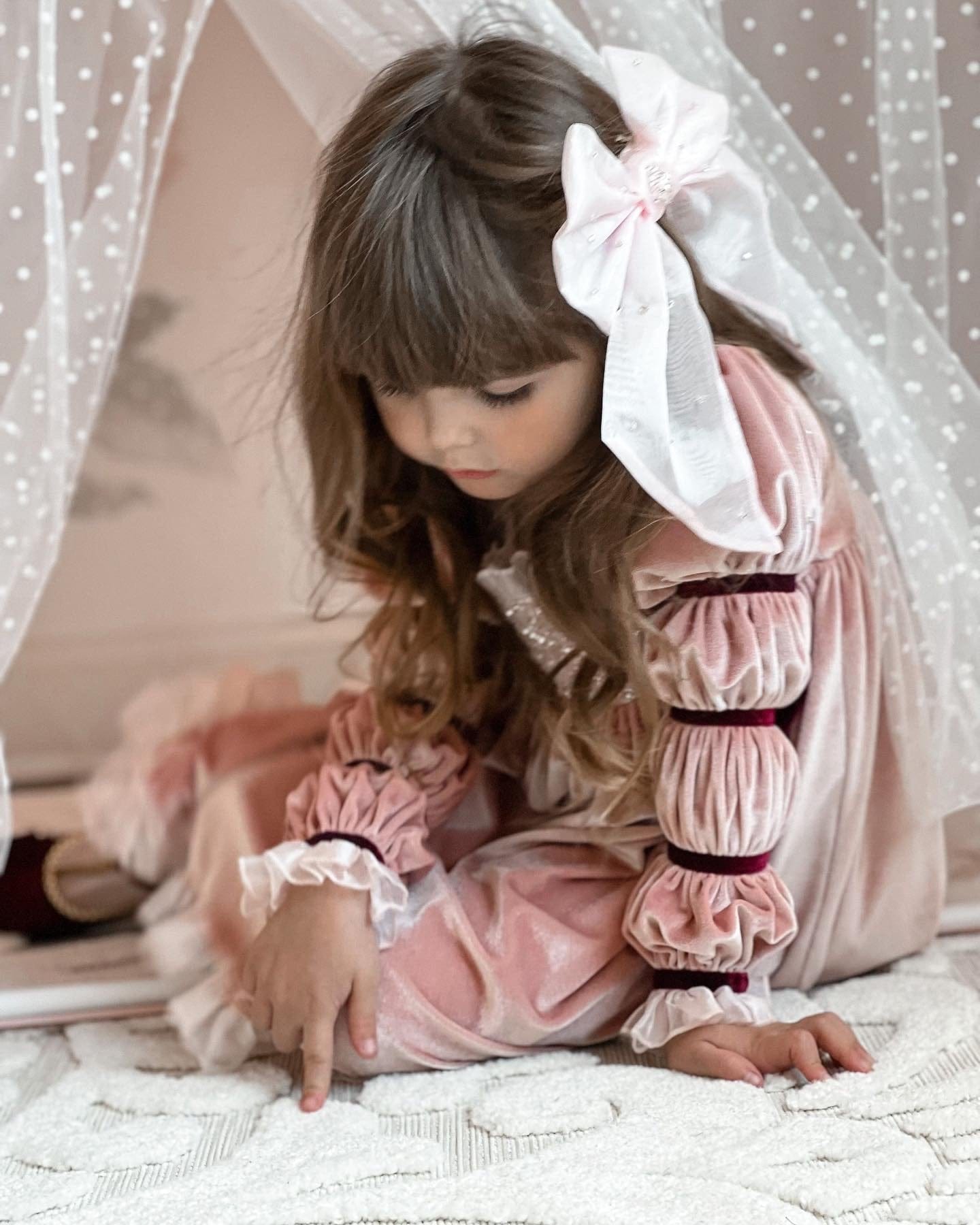 Juliette Pink Organza Hair Bow - Petite Maison Kids