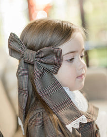 Girl | Blair Estate Tweed Hair Bow | Brown