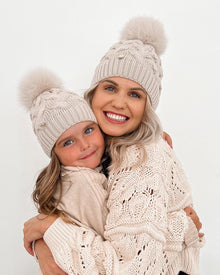 Unisex | Sandstone Merino Wool Kids Beanie Hat | Beige