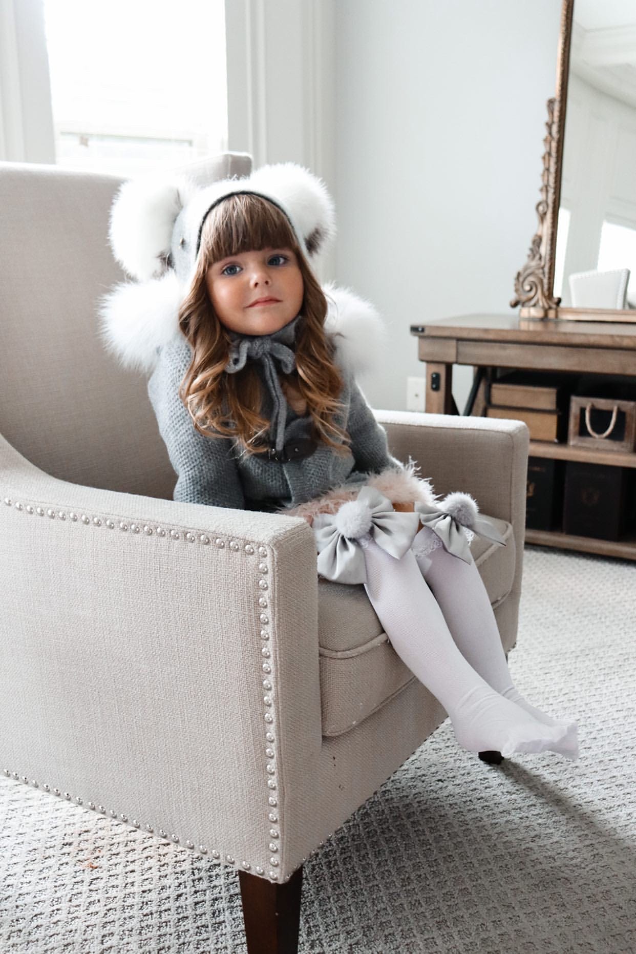 Honeycomb Grey Cashmere Bonnet - Petite Maison Kids