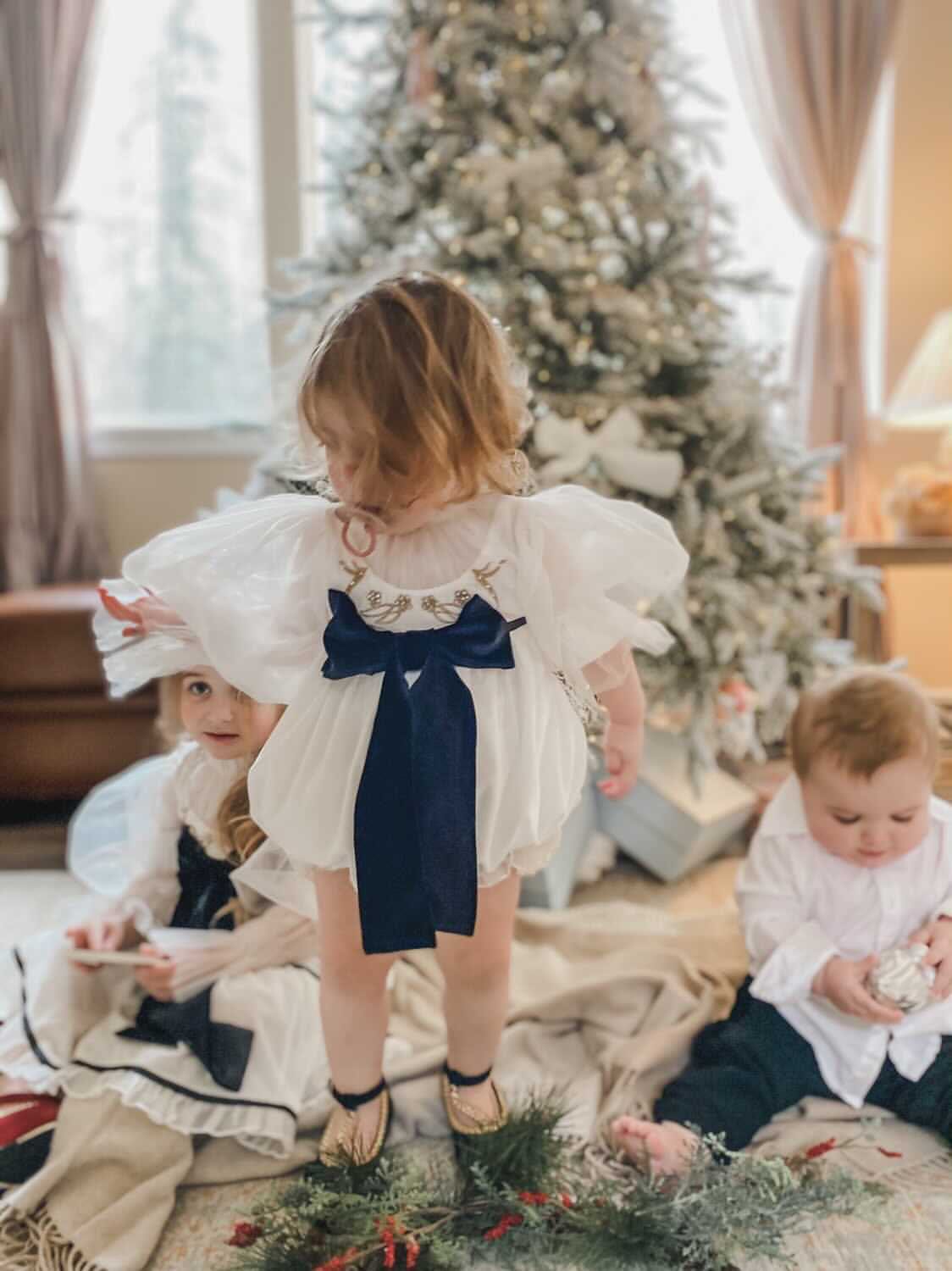 Aurora Ivory Velour Romper - Petite Maison Kids