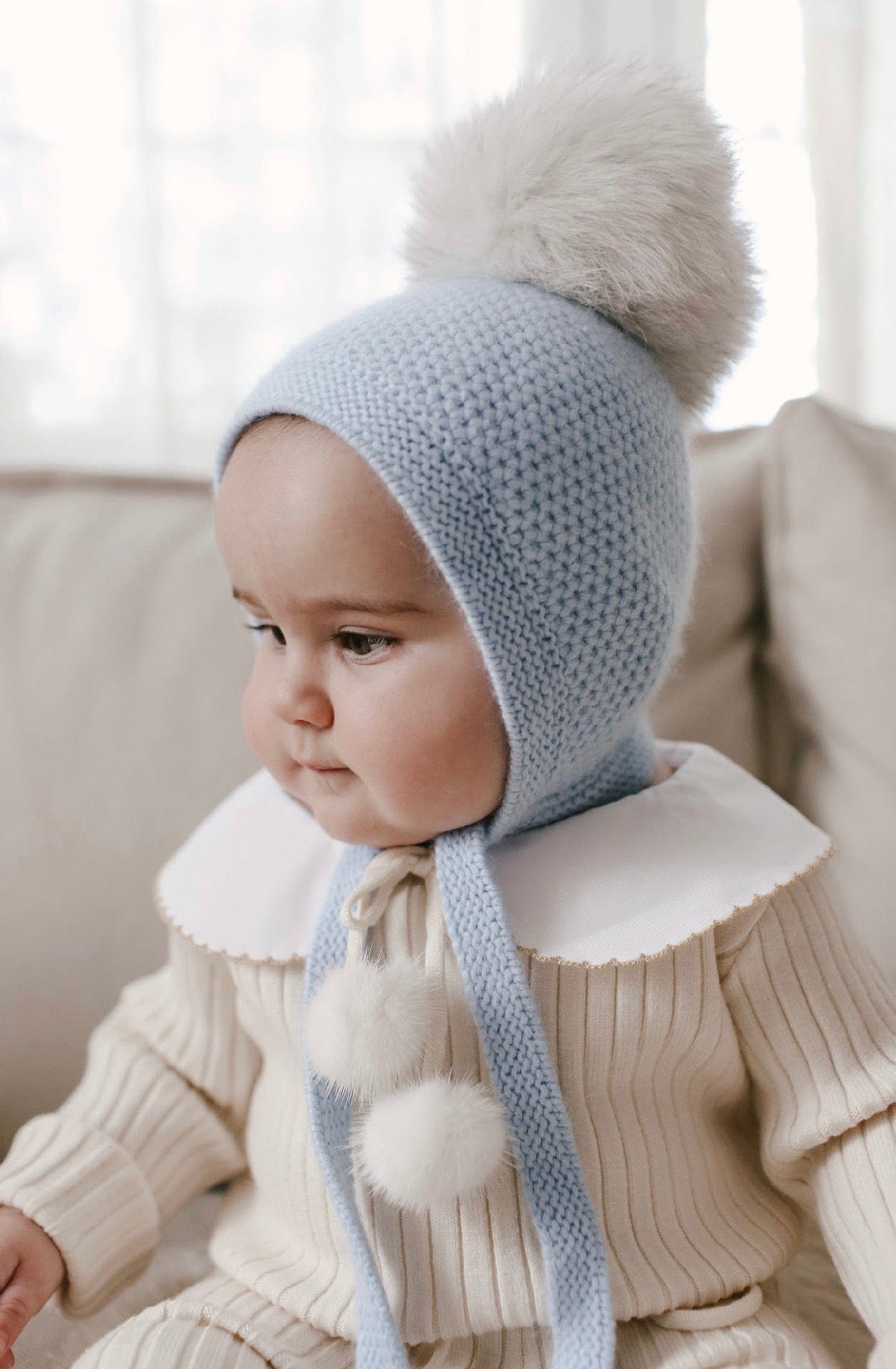 Honeycomb Blue Cashmere Bonnet - Petite Maison Kids