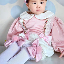 Girl | Lana Ruffle Socks with Poms and Bows Bow | White x Blush Pink