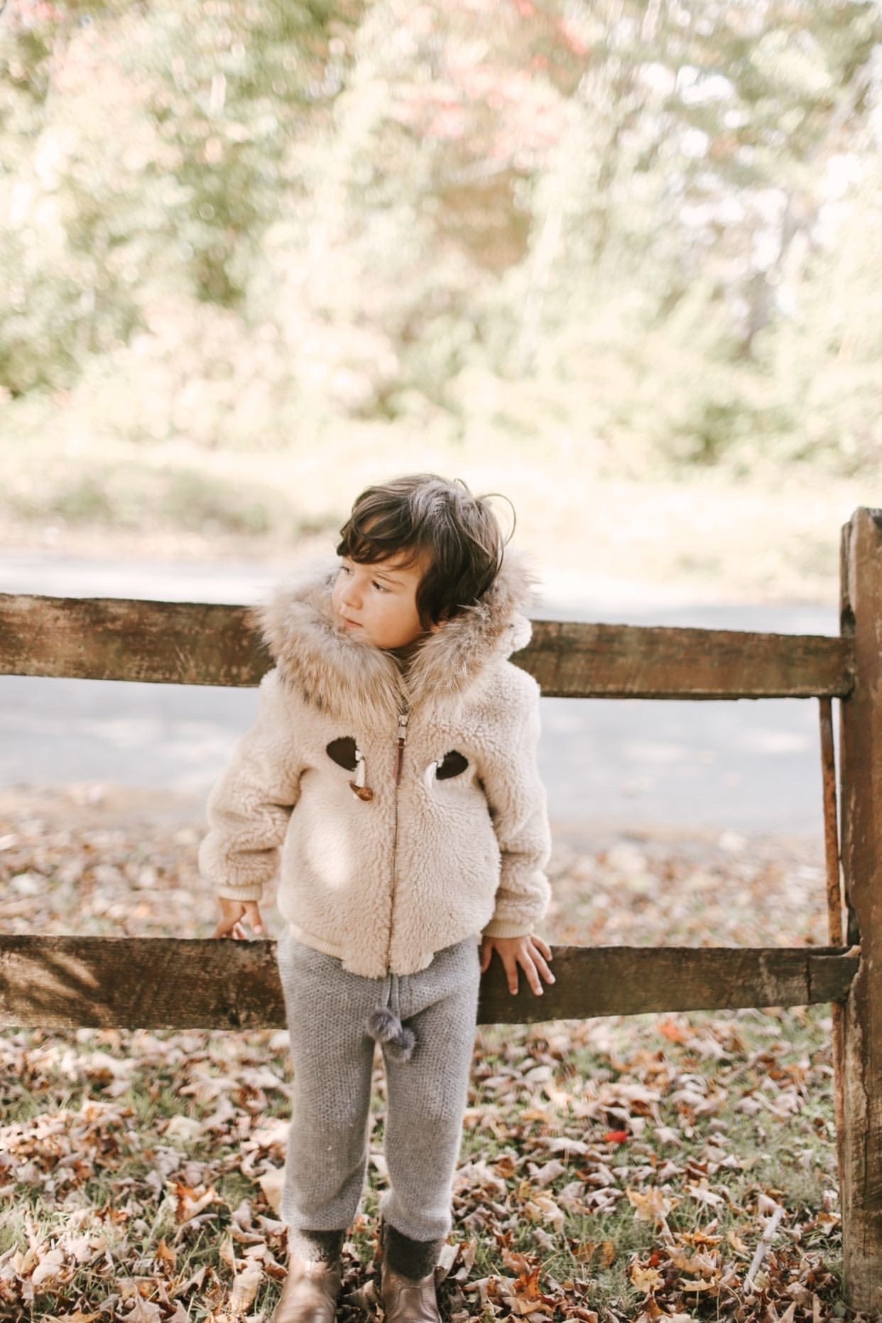 Shearling Camel Bomber Coat - Petite Maison Kids