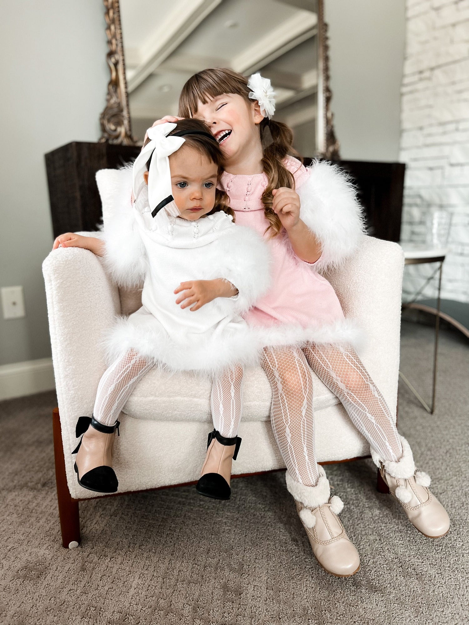 Ella Knit White Feather Dress - Petite Maison Kids