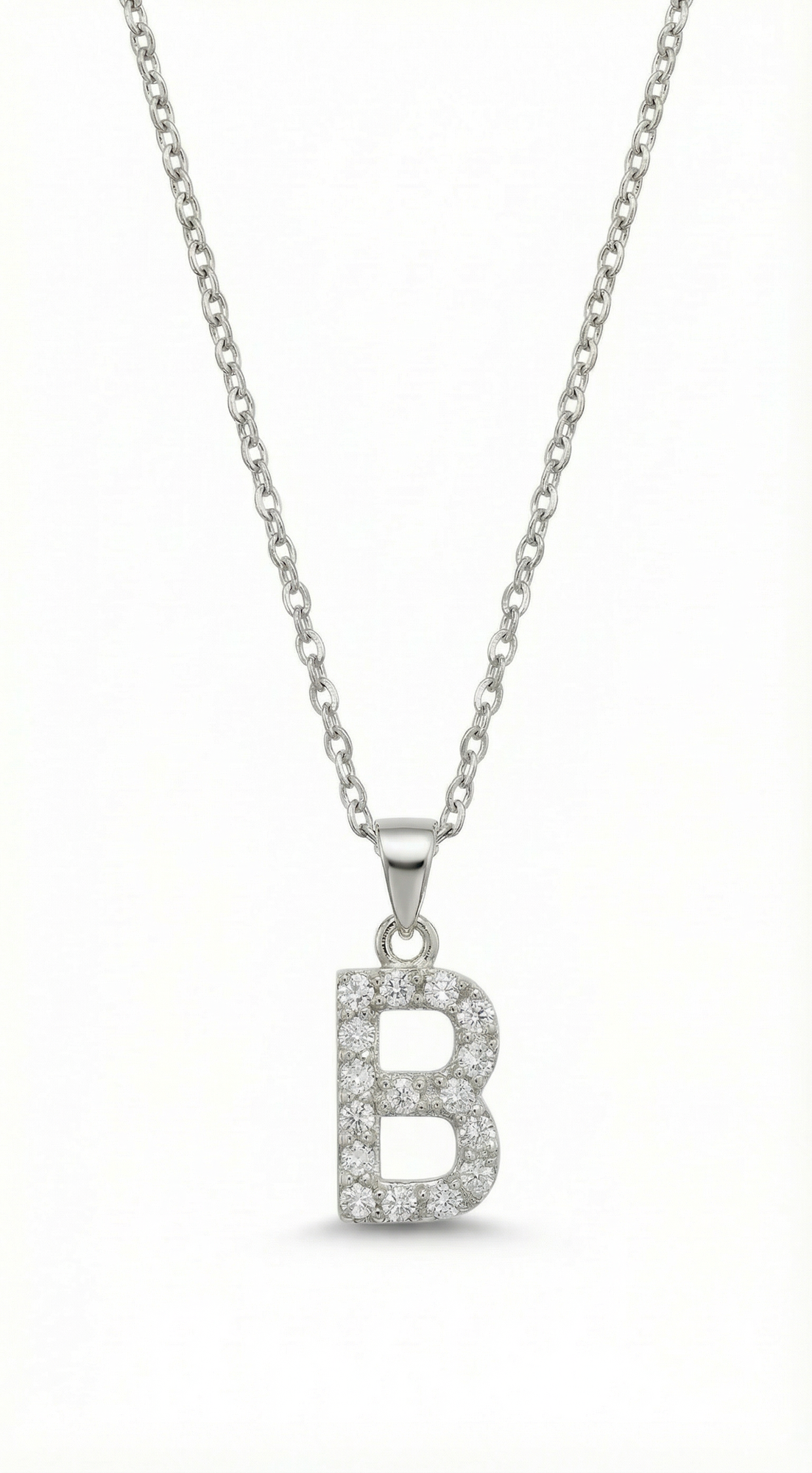 The Pave Single Block Initial Necklace | Sterling Silver