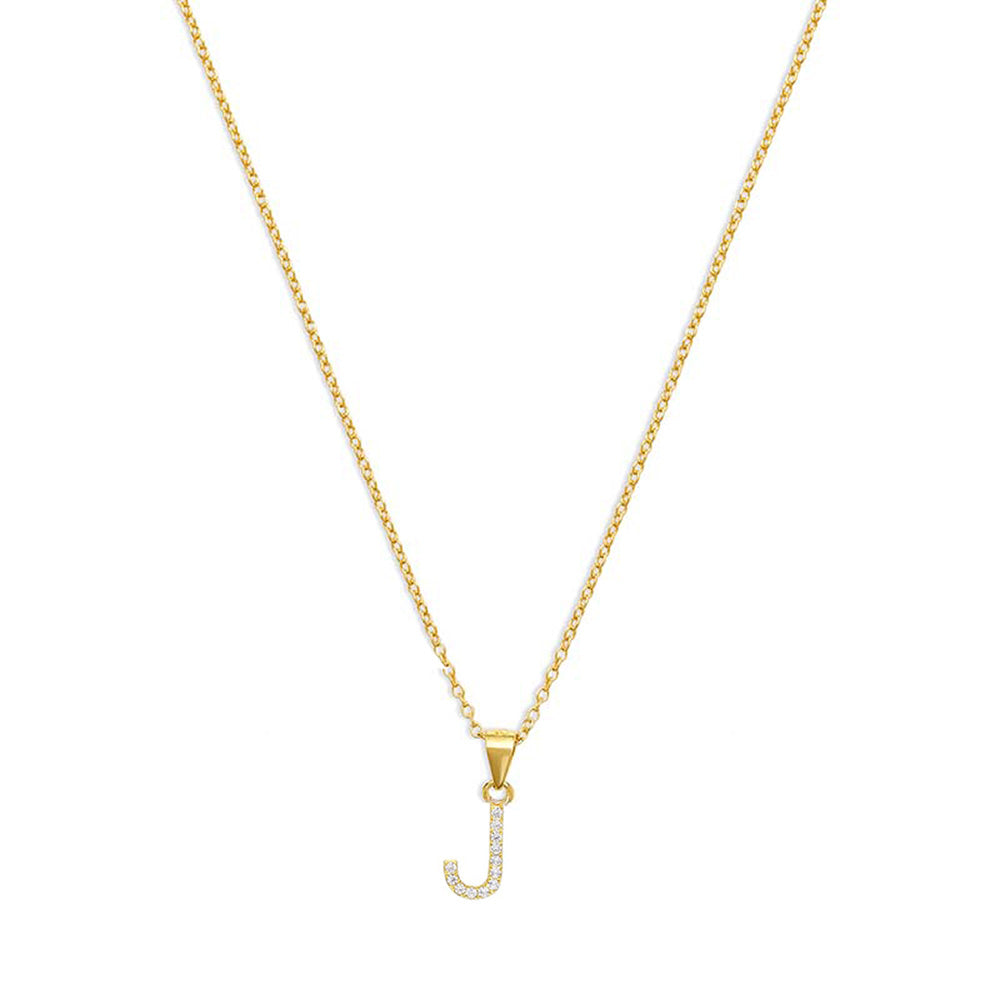 The Pave Single Block Initial Necklace | 18KT Gold Vermeil & Sterling Silver