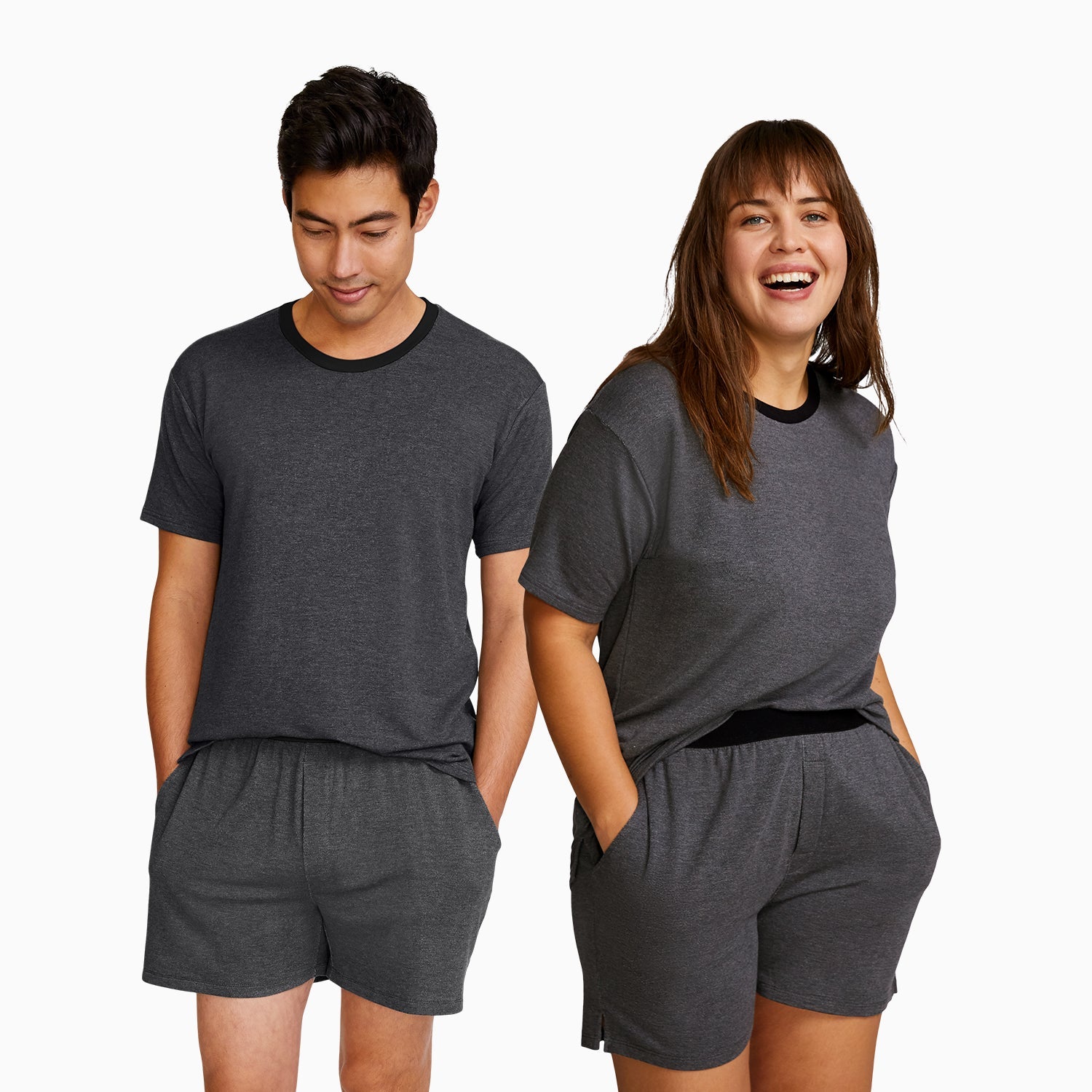 Modal French Terry Lounge Tee | Gray/Black