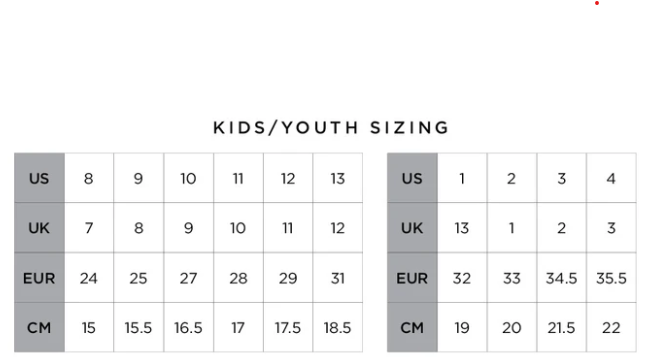 Product size guide
