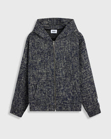 Navy tweed full zip up hoodie jacket - unisex fashion jackets for men & women by Krost