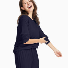 Modal French Terry Long-Sleeve Lounge Tee | Navy