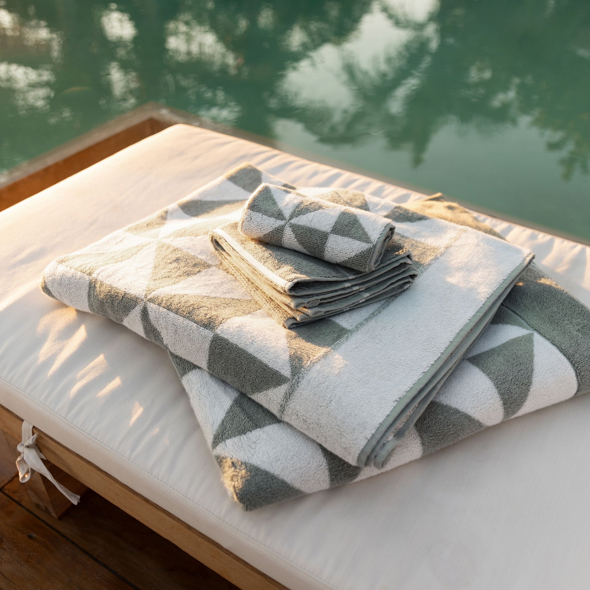 Deia Australian Cotton Towels | Sage/Ecru