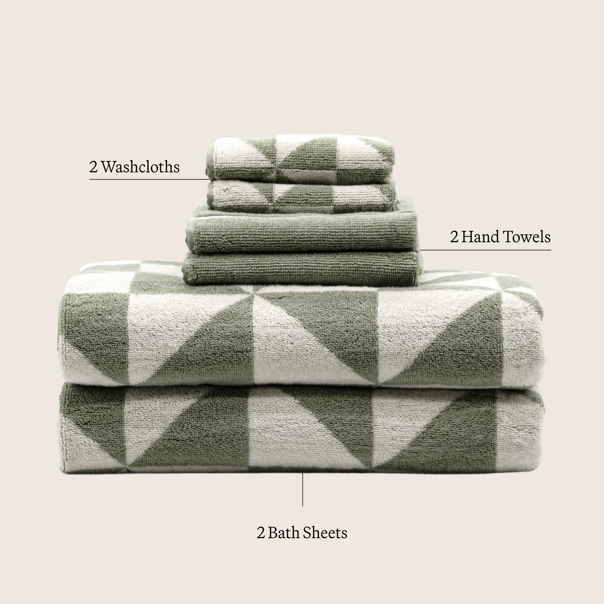Deia Australian Cotton Towels | Sage/Ecru