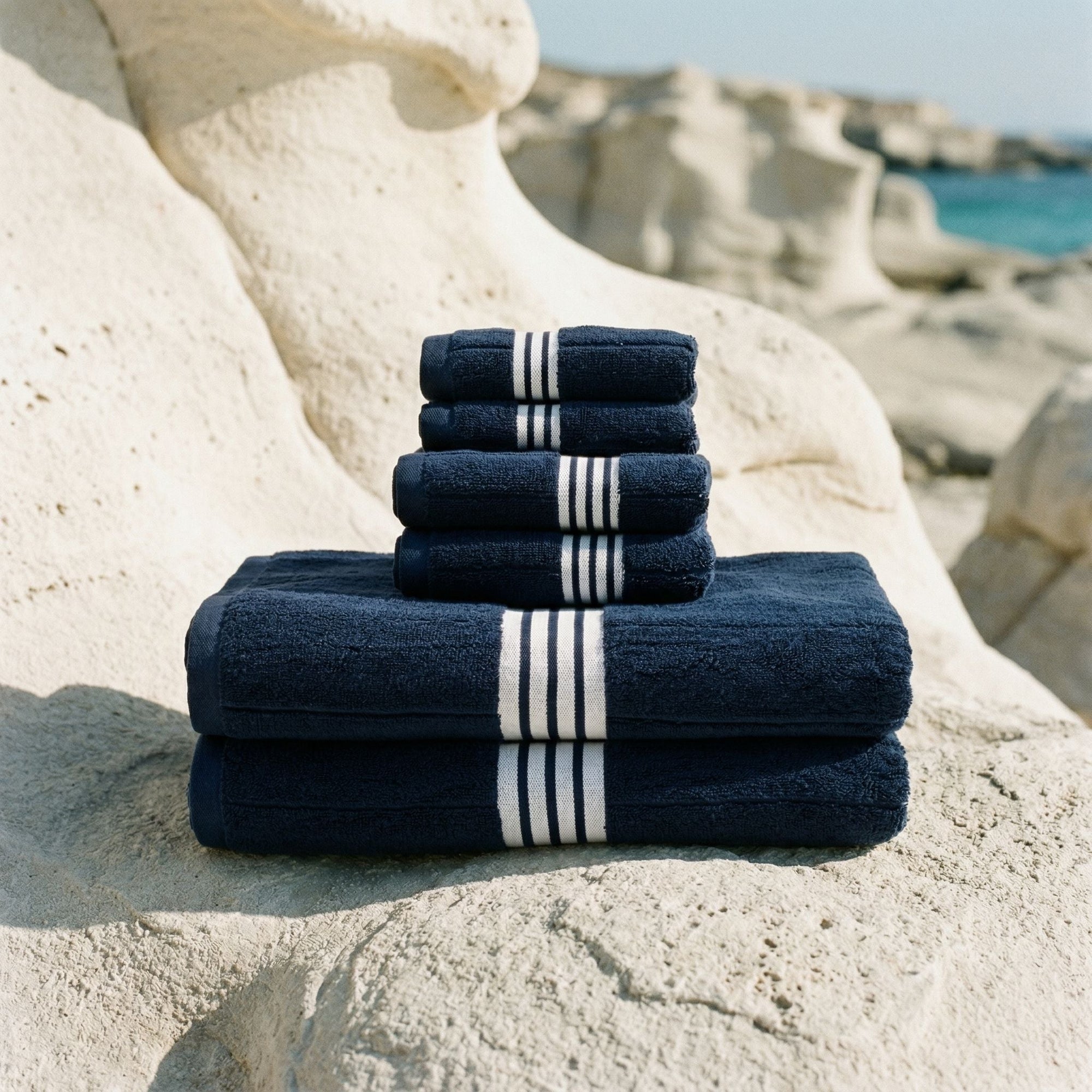 Nautilus Australian Cotton Towels | Navy/White