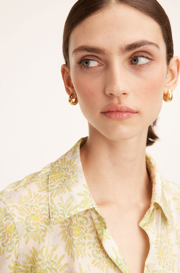 Mini Astera Fleur Long-Sleeve Button-Front Shirt | Cream