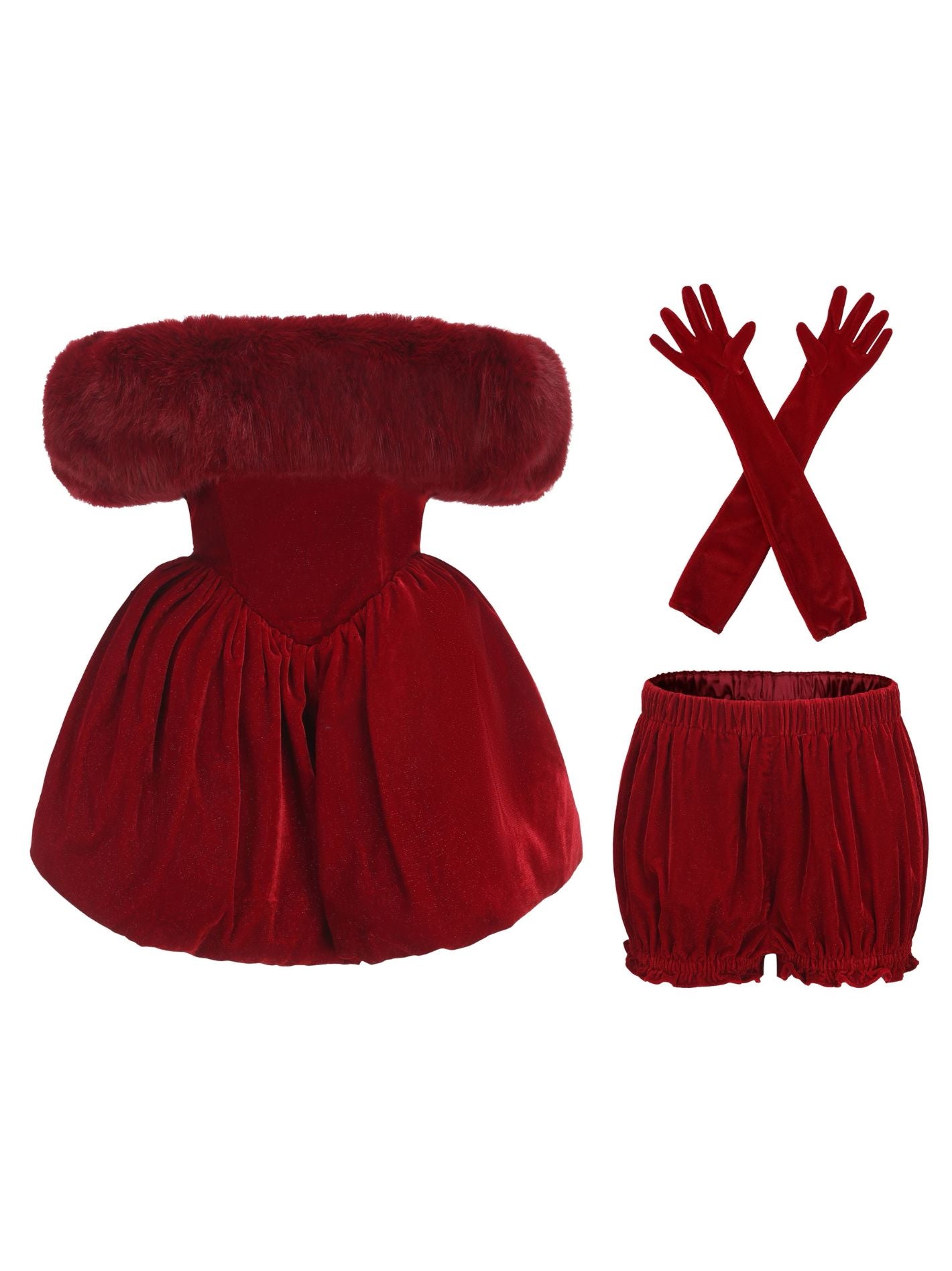 Candice Velvet Dress Set | Red