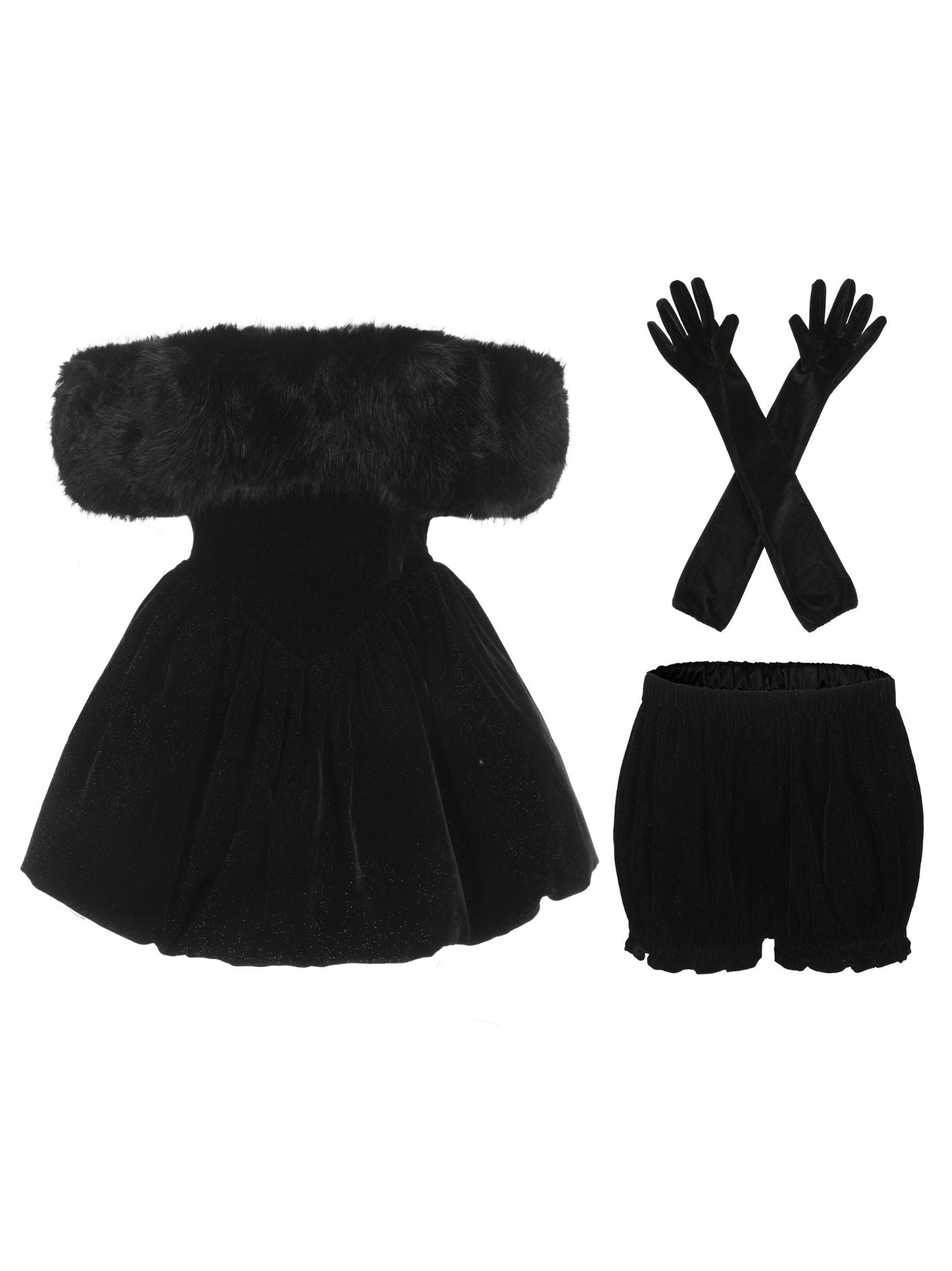 Candice Velvet Dress Set | Black