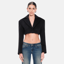 OW Collection NOVA Crop Wool Blazer Blazer 121 - Black