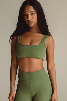 Allie Bikini Top | Olive Micro Scrunch