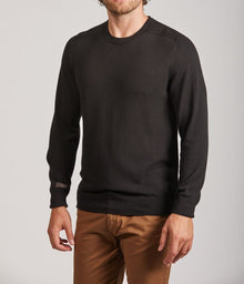 Men | Vicuna Saddle Shoulder Crew Neck for Men | Black