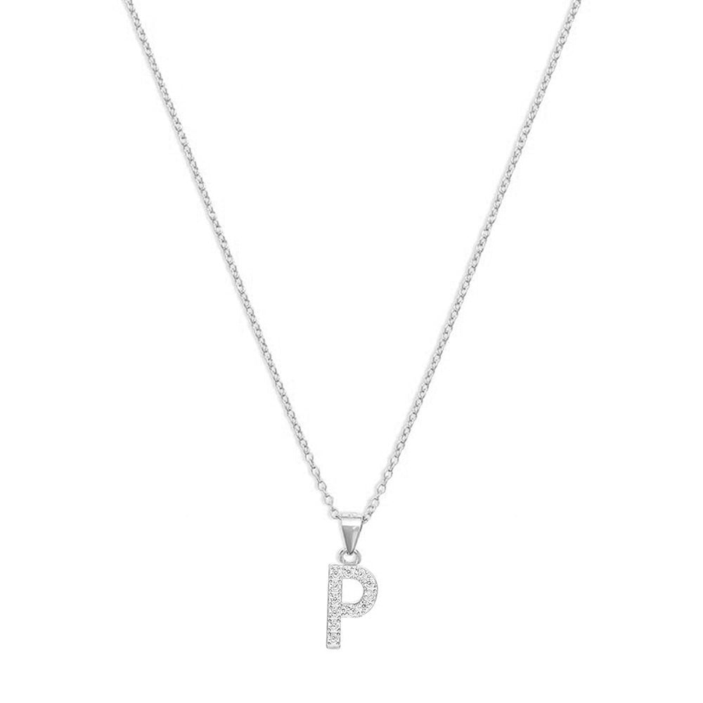 The Pave Single Block Initial Necklace | 18KT Gold Vermeil & Sterling Silver