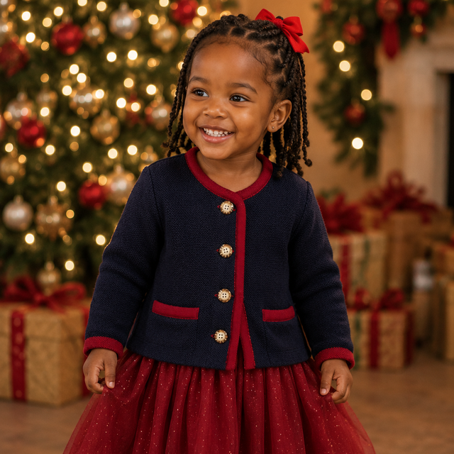 Kids | Salzburg Cardigan | Navy / Scarlet