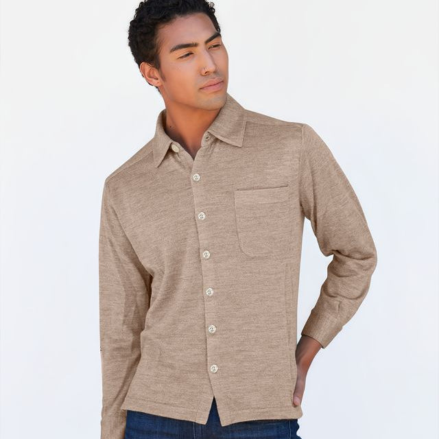 Men | Knit Shirt | Light Taupe