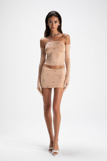 Rosana Embroidered Skirt | Tan
