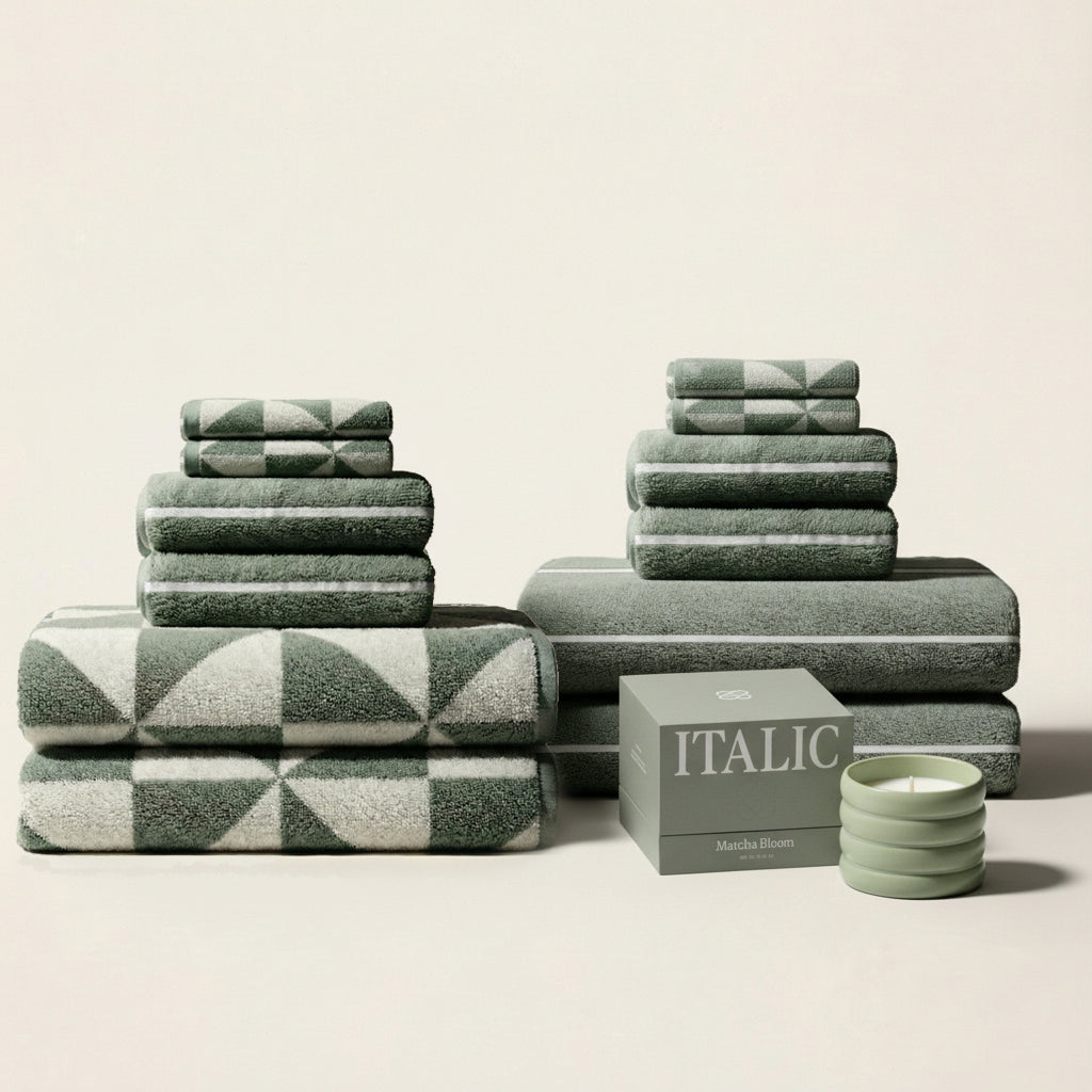 Deia Australian Cotton Towels | Sage/Ecru