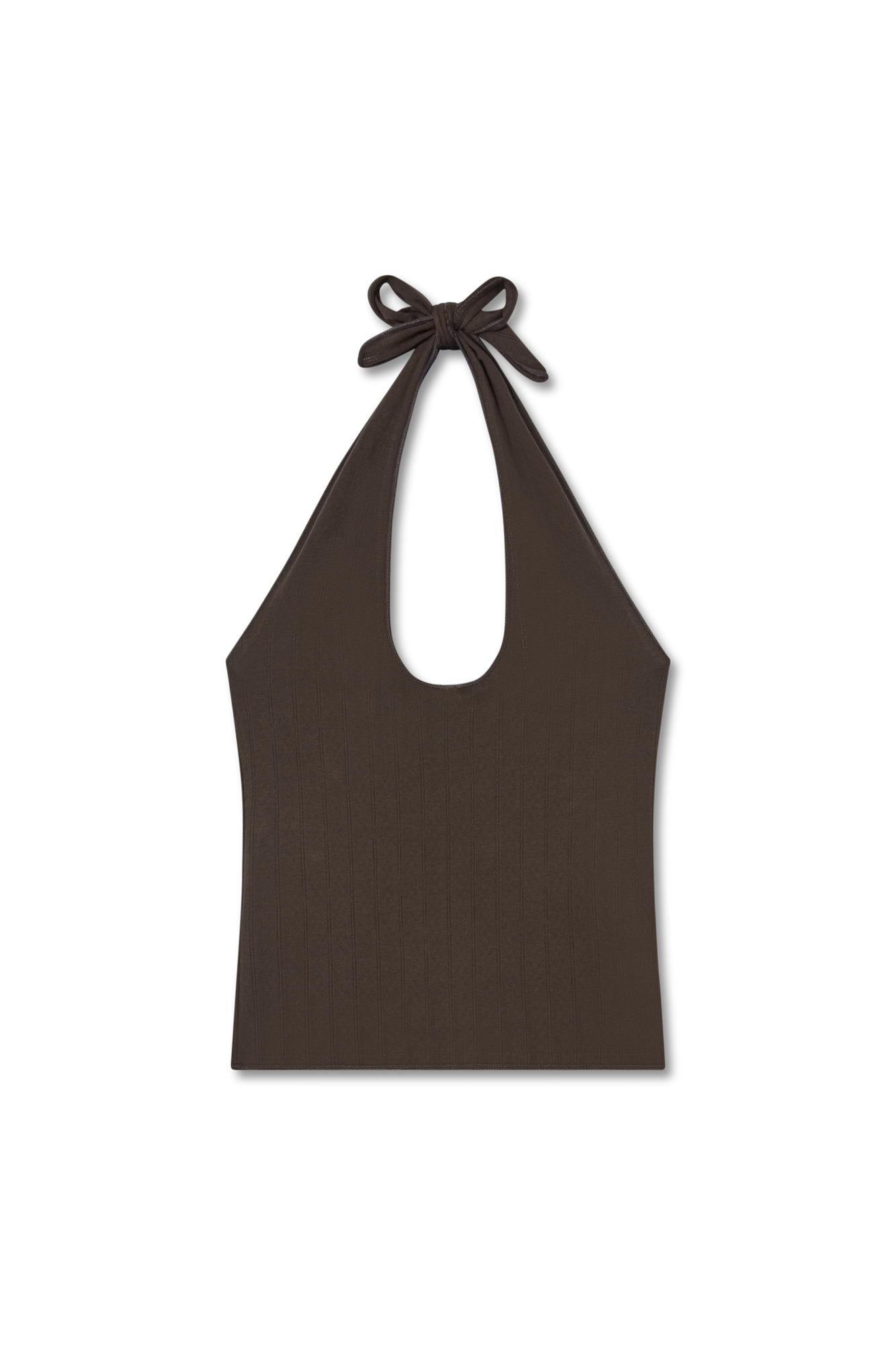 Pauline Pointelle Halter Top | Espresso