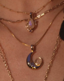 Man in the Moon Moonstone Necklace | 14K Yellow Gold Vermeil