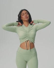 Drawstring Crop Top | Sage Green