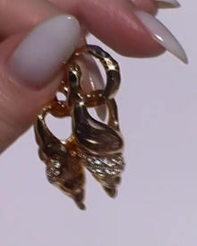 The Seashell Charm Hoops | Cubic Zirconia | Gold