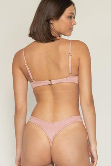 Binded Thong Bikini Bottom | Prima Pink Sparkle