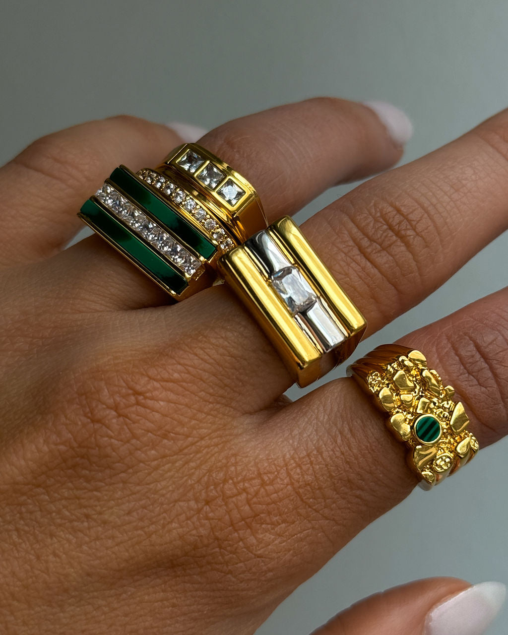 Tricolore Ring - Clear | Plated Gold