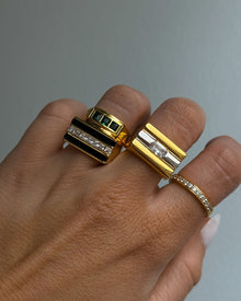 Panini Ring | Black Onyx/Cubic Zirconia | Gold