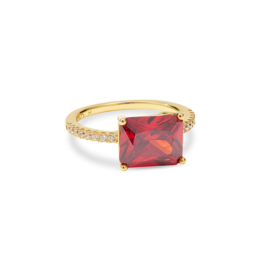 The Red Solitaire Emerald Ring | 18KT Gold Vermeil