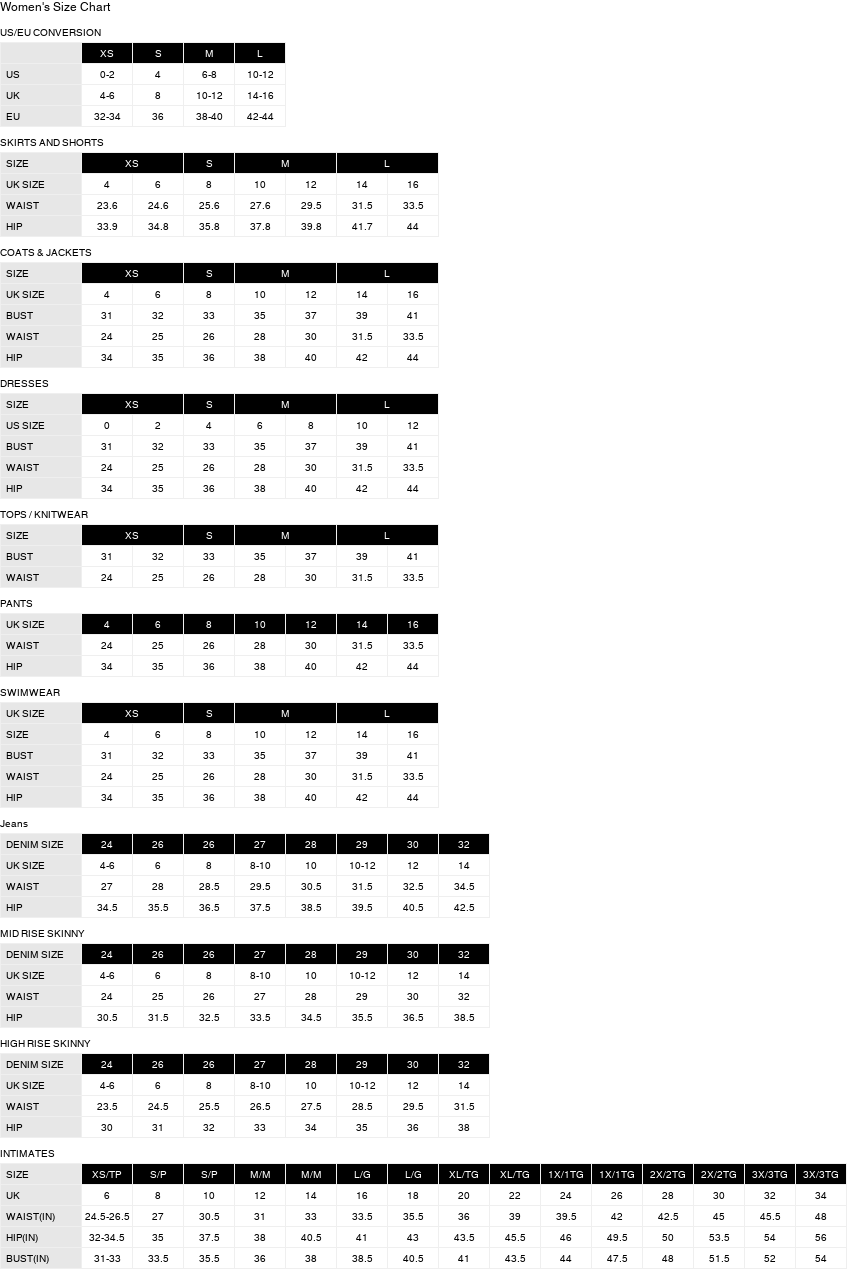 Product size guide
