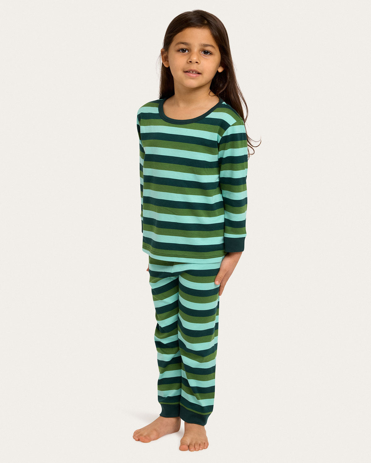 Kids | Riley Pajama Set - Lucky Stripe | Emerald