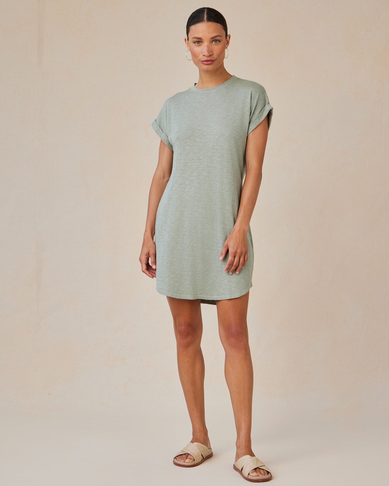 Roll Sleeve T-Shirt Dress | Olive Grove