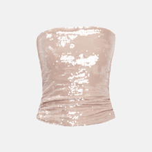OW Collection RUBY Sequin Tube Top Top 036 - Tan